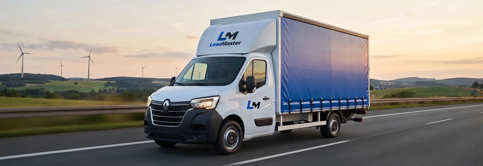 Грузоперевозки LoadMaster: тентованный грузовик Renault Master на трассе